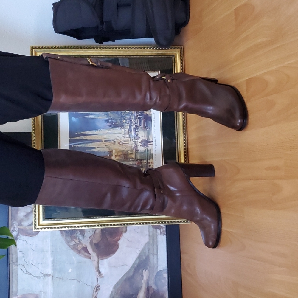 Coach Brown Leather Ellie Vachetta Riding Boots - Picture 2 of 10